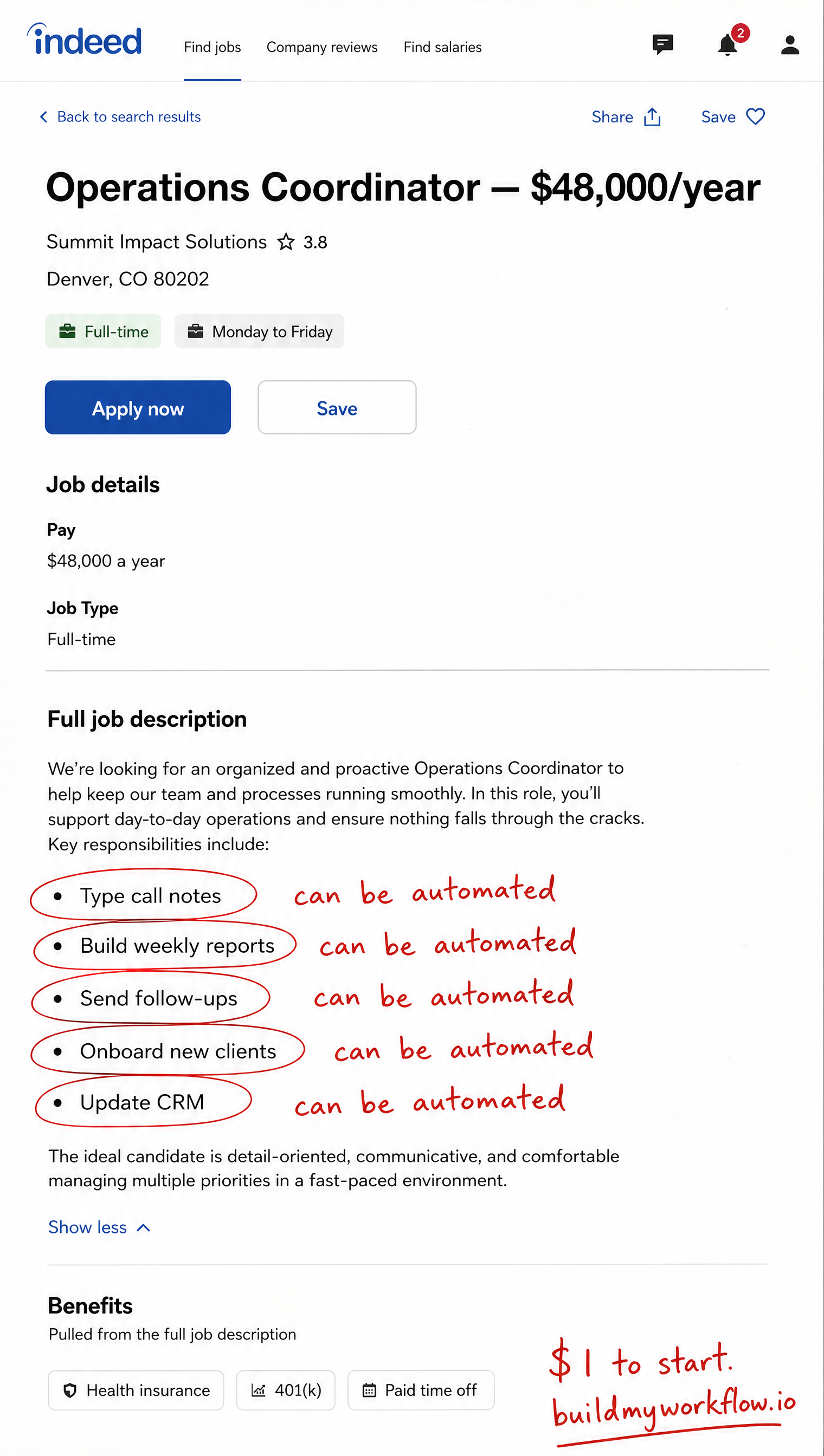 Indeed job post creative