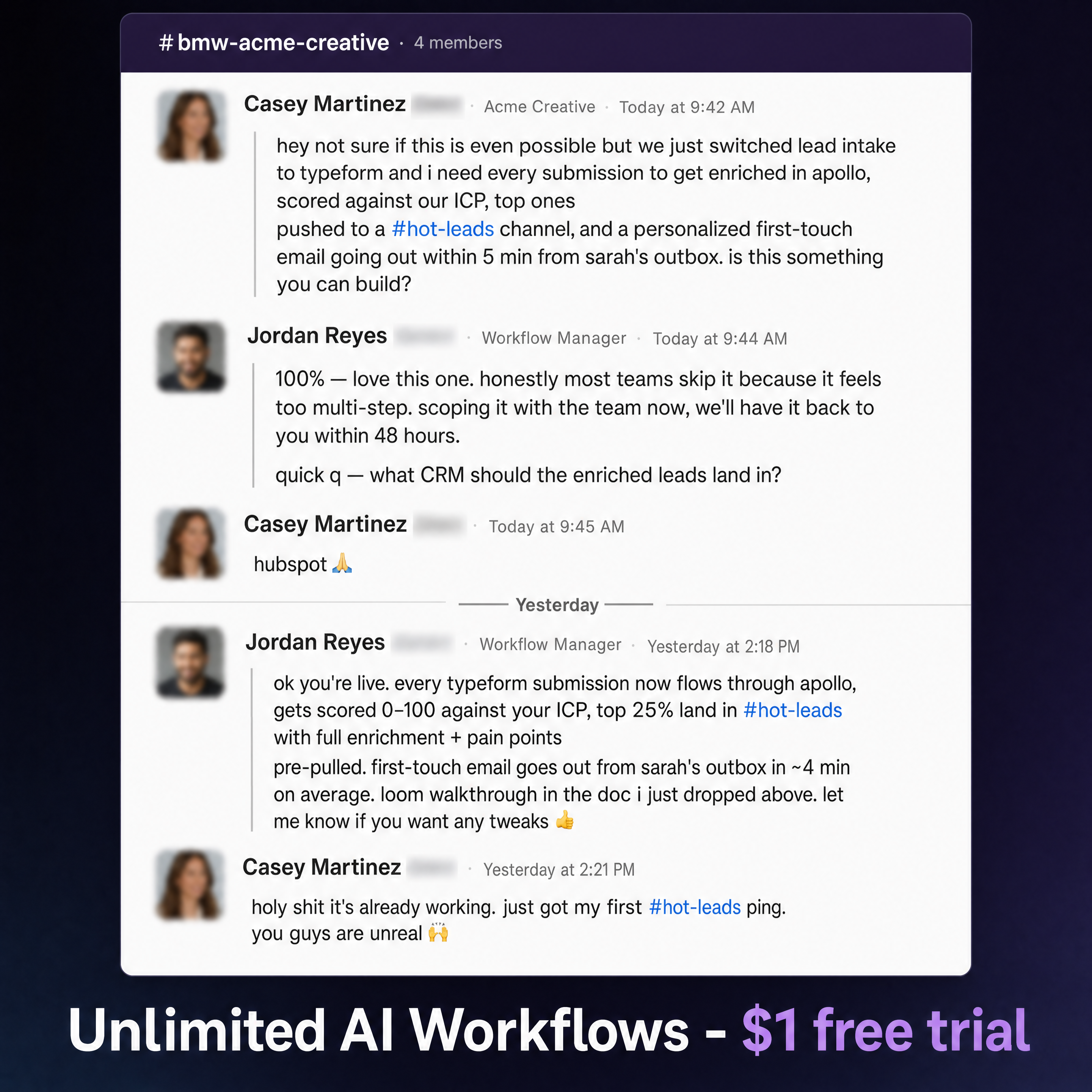 Slack lead enrichment creative